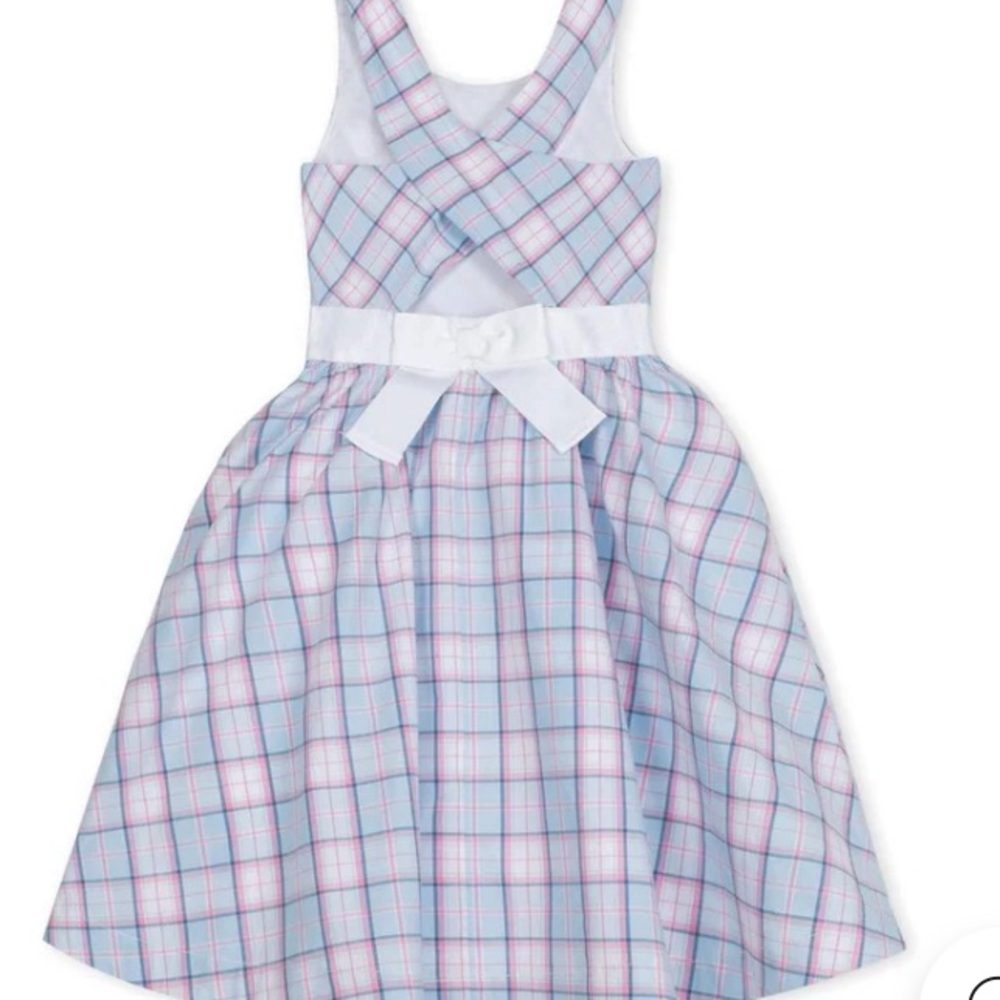 Charming Blue and Pink Plaid Kids Dress